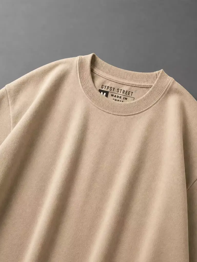 solid plain beige oversized tee