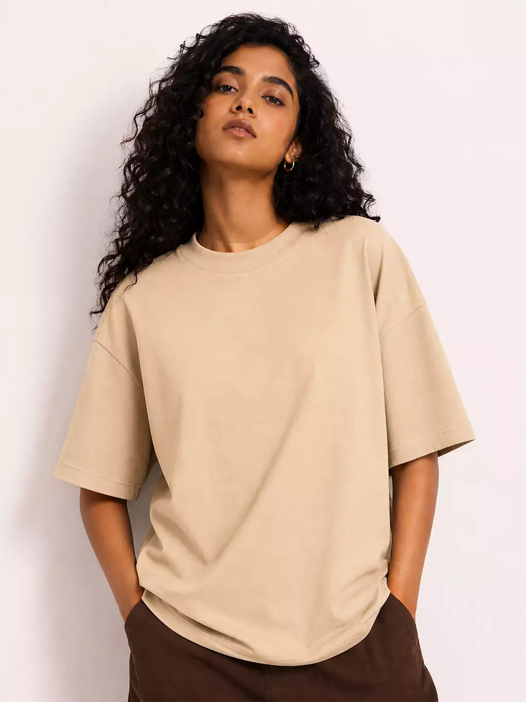 Beige Essential Oversized Tee - Image 3