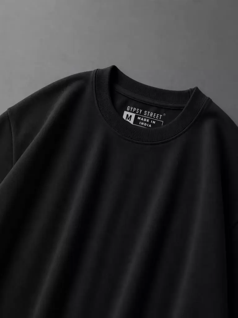 jet black solid plan oversized tshirt