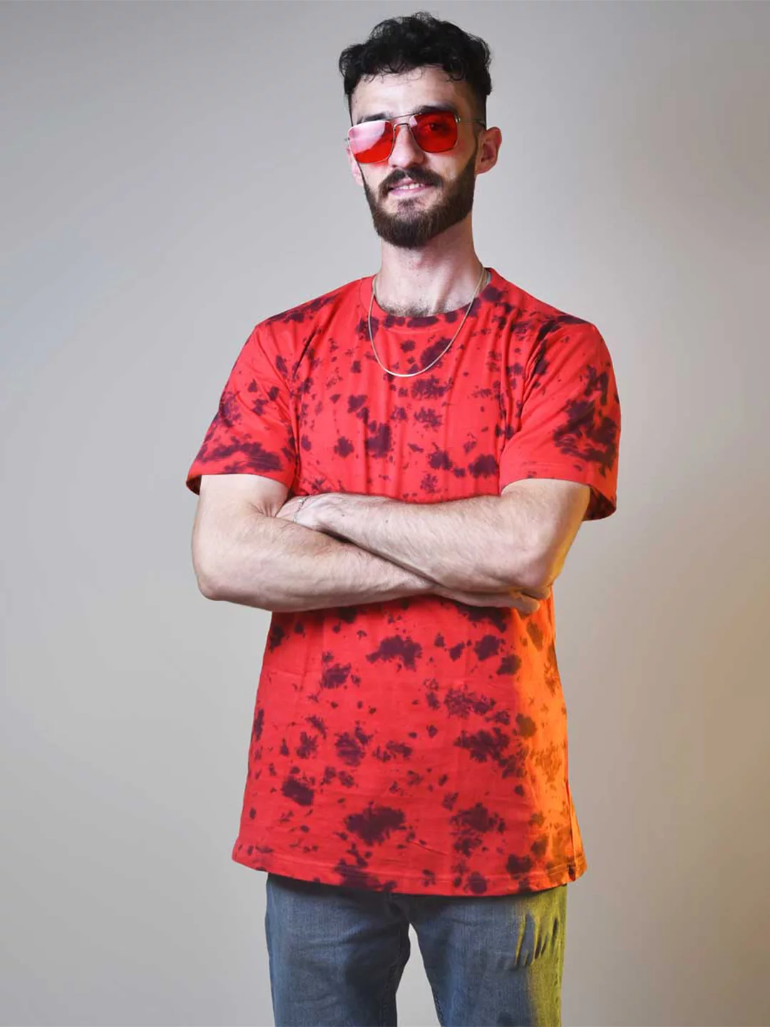 DRIFT – Crimson Rush Tie & Dye Regular T-Shirt. men